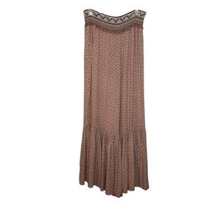 KORI Boho Wide Leg Ruffled Flare Lightweight Paisley and Aztec Print Pants Sz.S